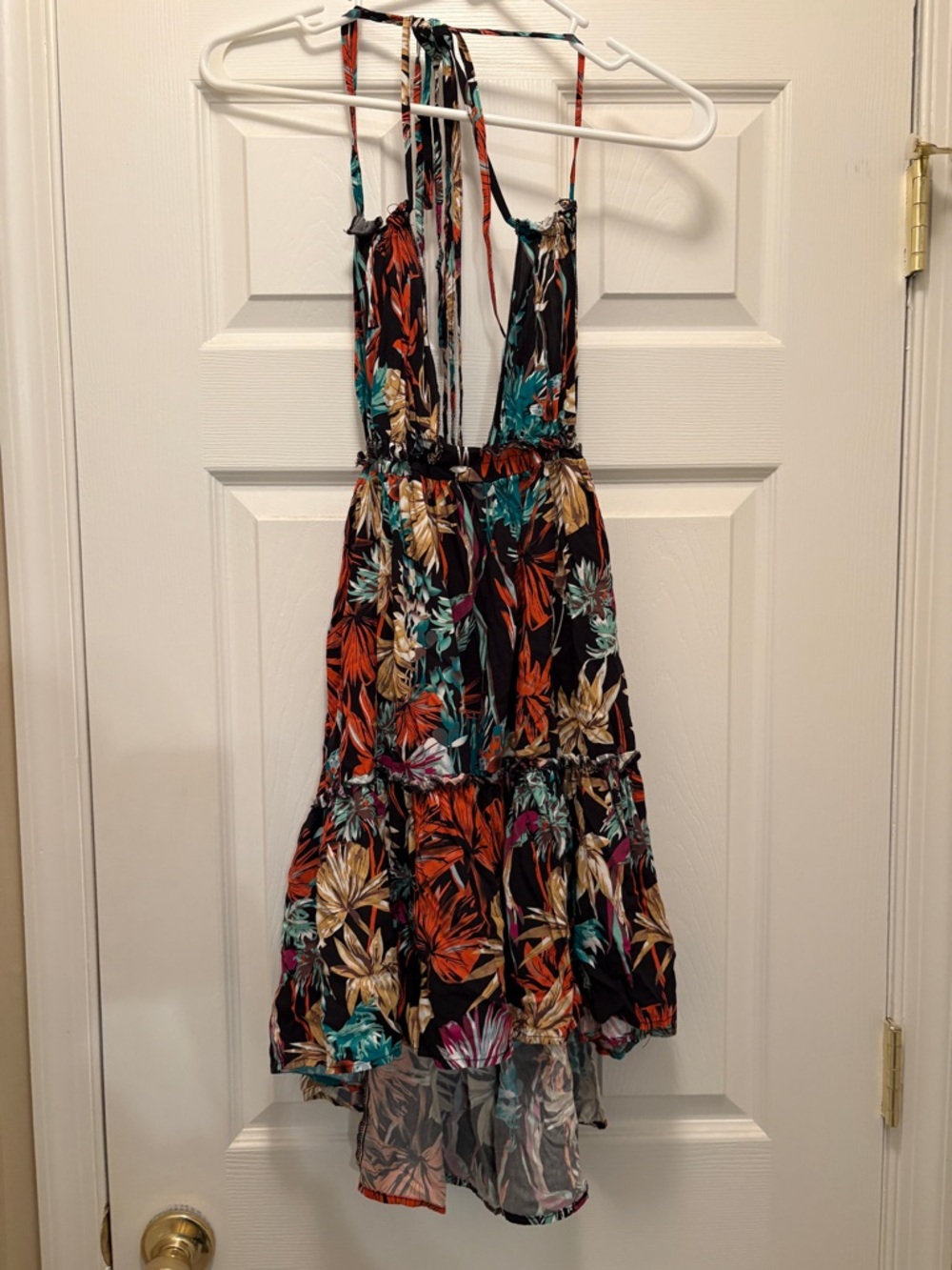 #79 - SPRING CLEANING: SHEIN Floral Tropical Multicolor Halter Dress - size S